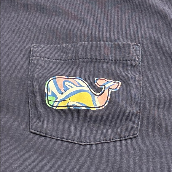 Vineyard Vines Navy Blue Whale Long Sleeve Shirt- Size S - Picture 4 of 7